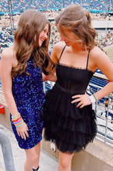 Black Homecoming Dress Ruffled Corset Short Prom Dress